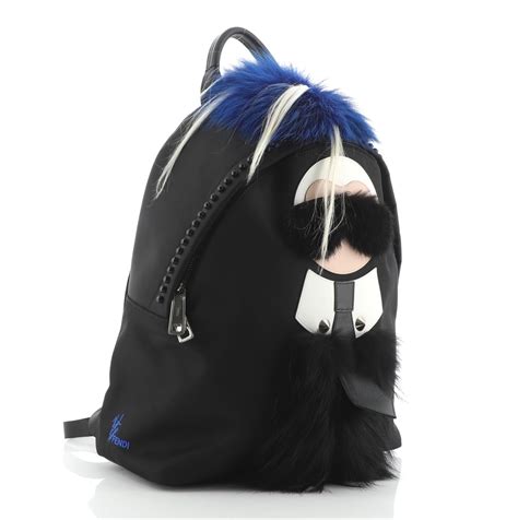 fendi karlito backpack|Fendi Karlito Backpack Nylon with Fur Large Black, Blue, White.